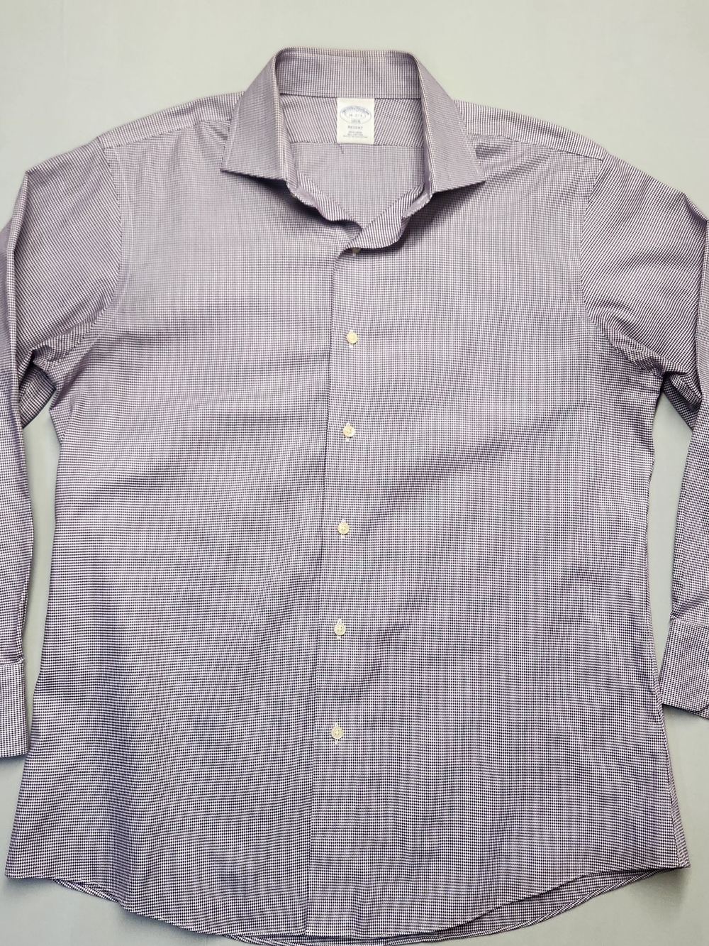 Brooks Brothers 1818 Shirt 16 2/3 Regent Purple Micro Houndstooth Non Iron READ